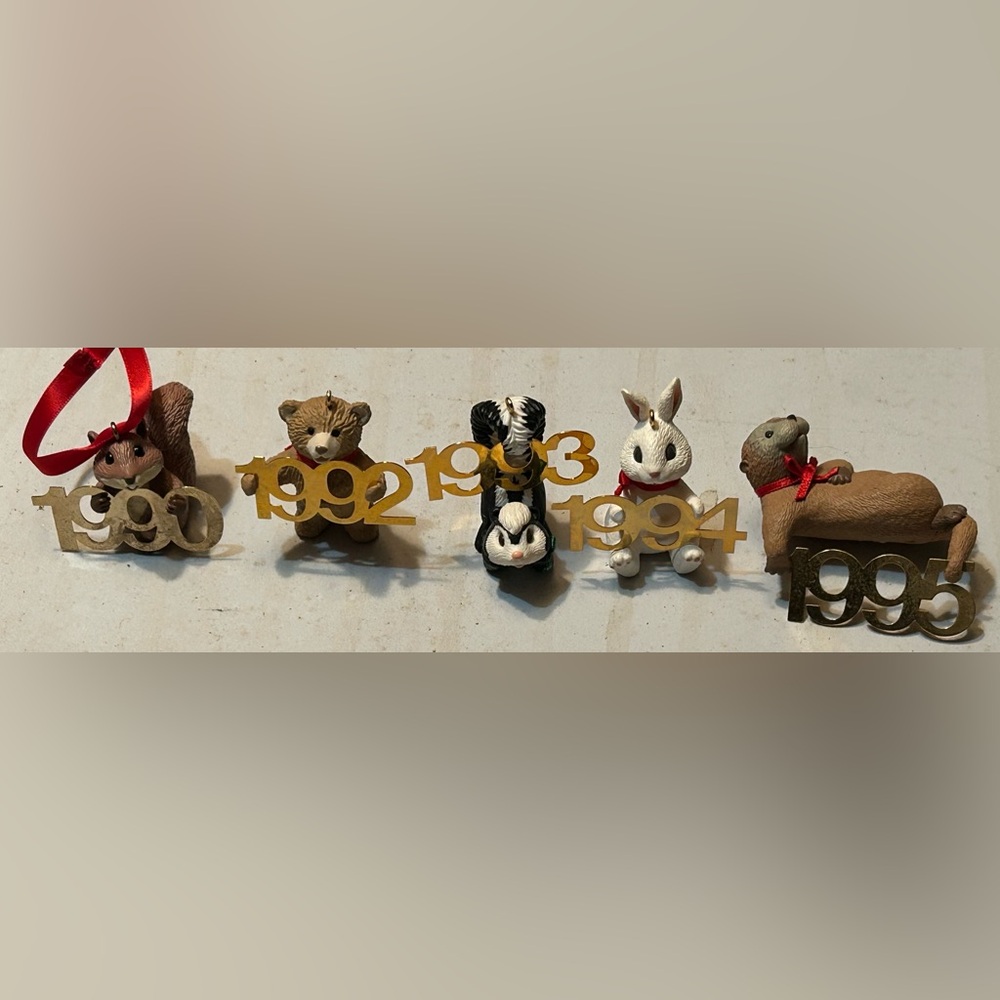5 Vintage Hallmark Keepsake Ornaments Fabulous Decade Years 90 92 93 94 95 NoBox